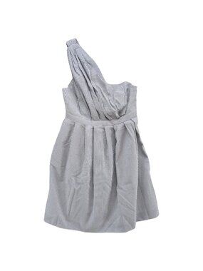 THREAD Mini Fit Flare Dress Blue White Stripe Seersucker One Shoulder Lined Sz 8